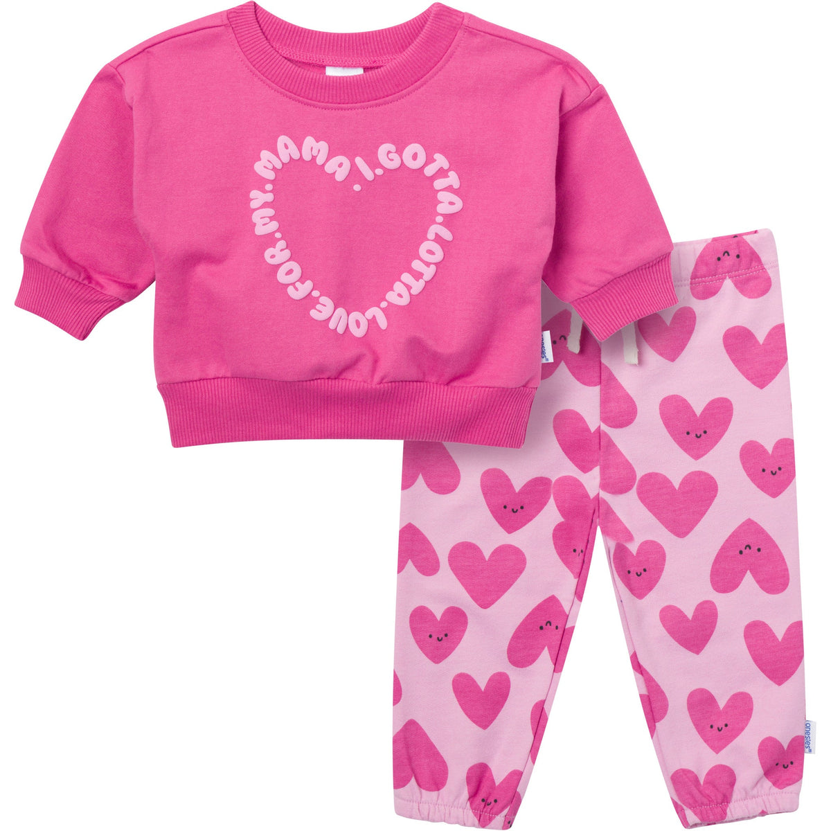2-Piece Baby Girls Love Mama Sweatshirt Set