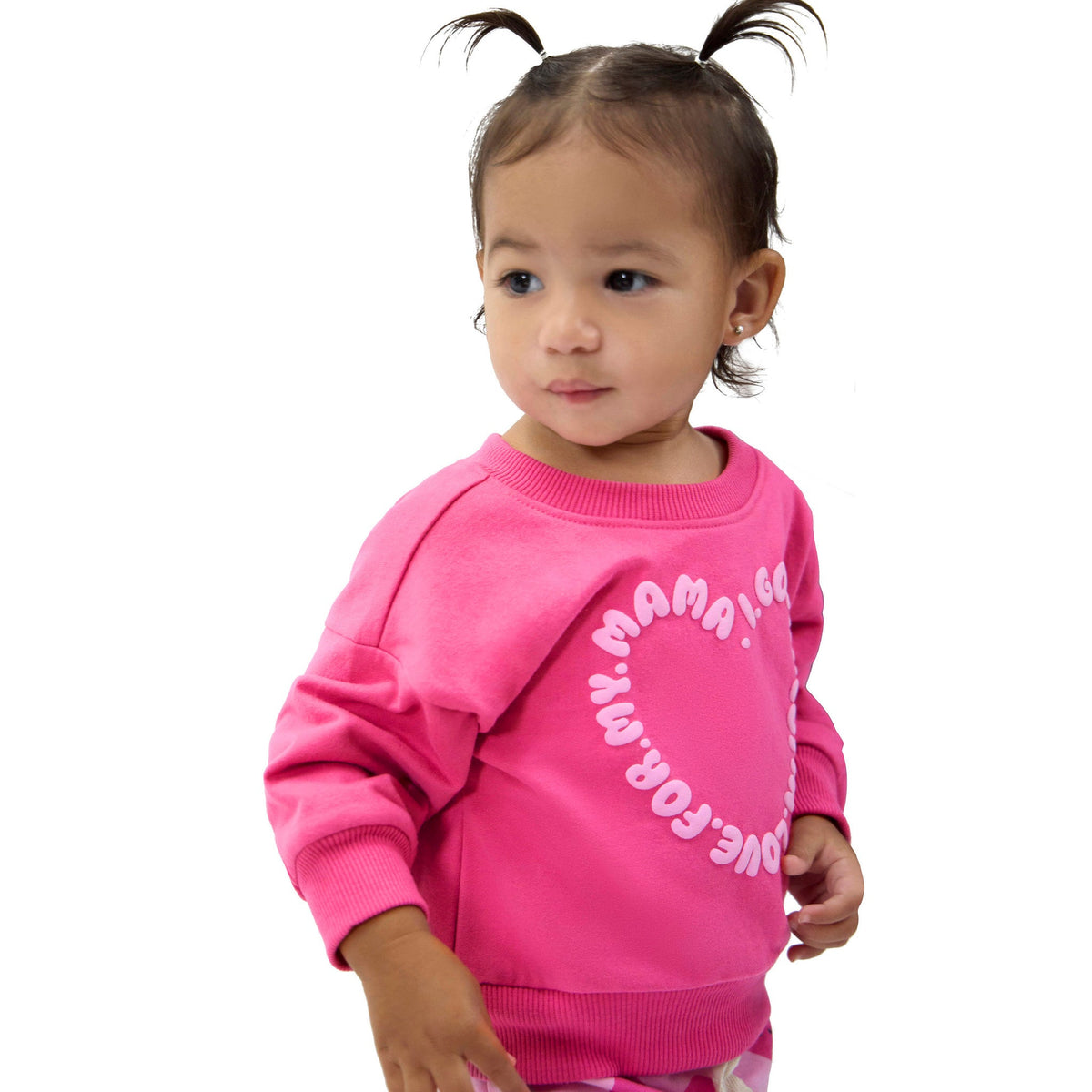 2-Piece Baby Girls Love Mama Sweatshirt Set, view 2