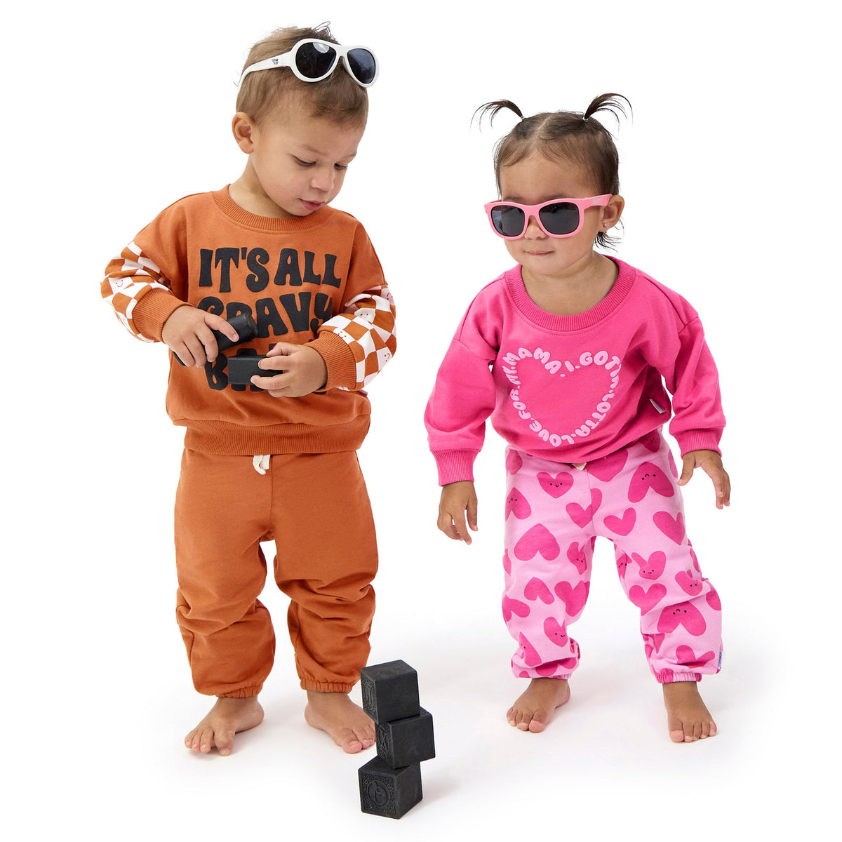 2-Piece Baby Girls Love Mama Sweatshirt Set, view 4