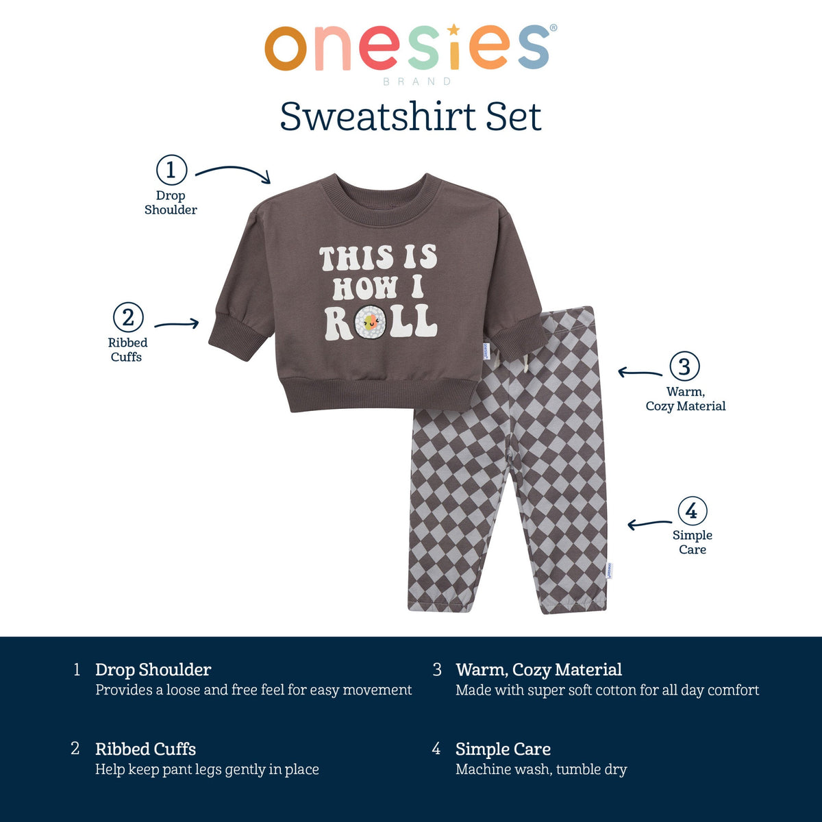 2-Piece Baby Neutral I Roll Sweatshirt Set, view 10