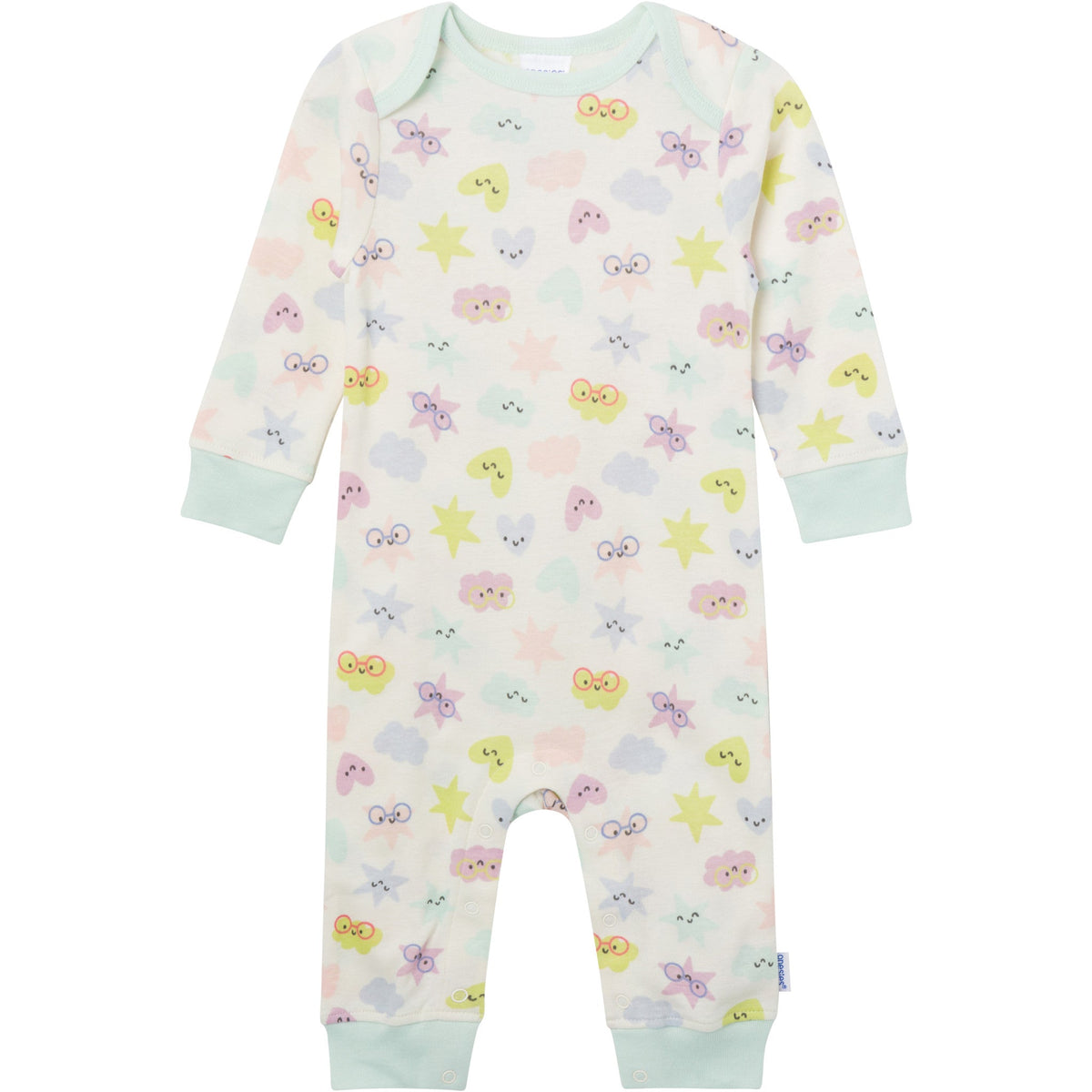 3-Pack Baby Girls Good Vibes Lap Shoulder Footless Pajamas, view 3