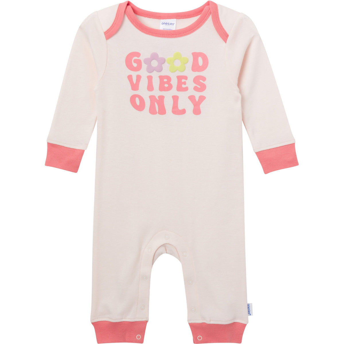 3-Pack Baby Girls Good Vibes Lap Shoulder Footless Pajamas, view 4