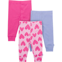 3-Pack Baby Girls Hearts Active Pants