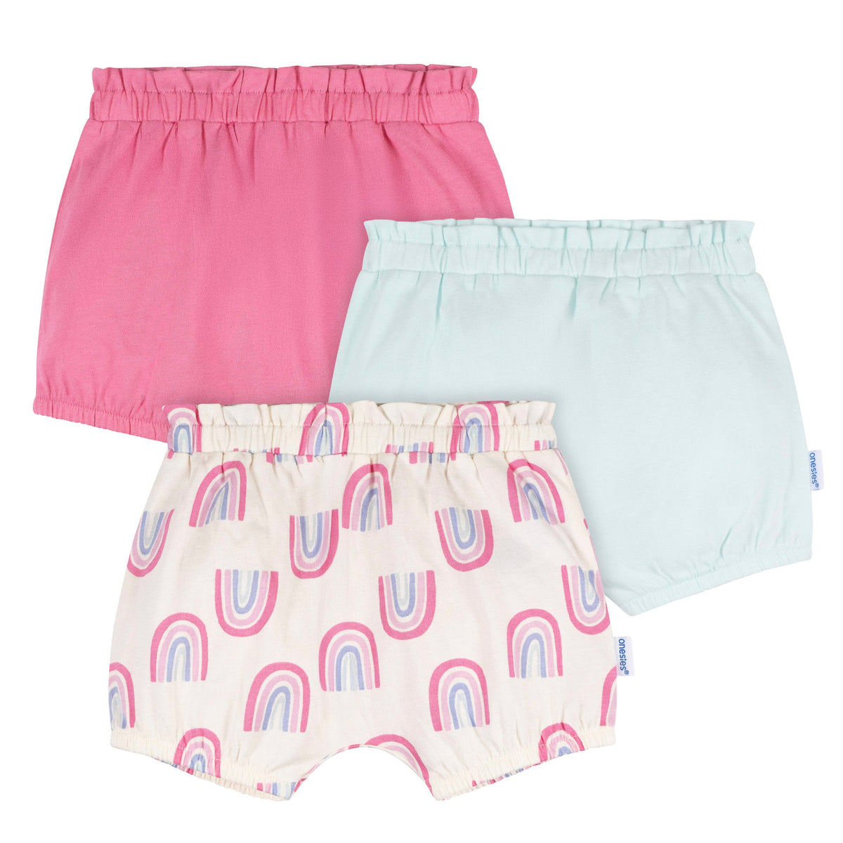 3-Pack Baby Girls Rainbow Bubble Shorts