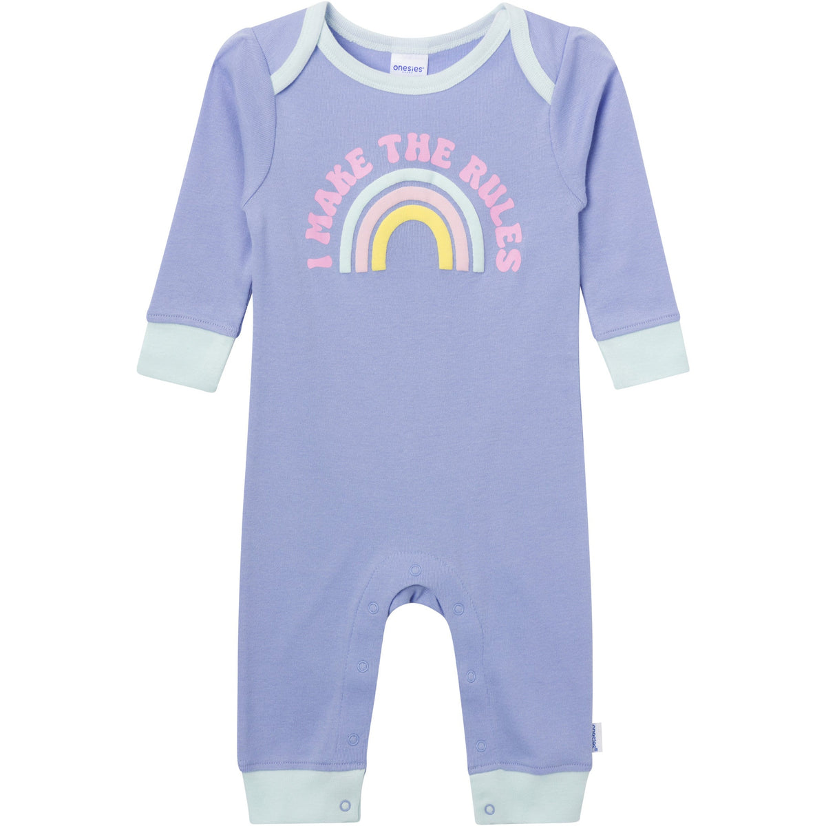 3-Pack Baby Girls Rainbow Rules Lap Shoulder Footless Pajamas, view 12