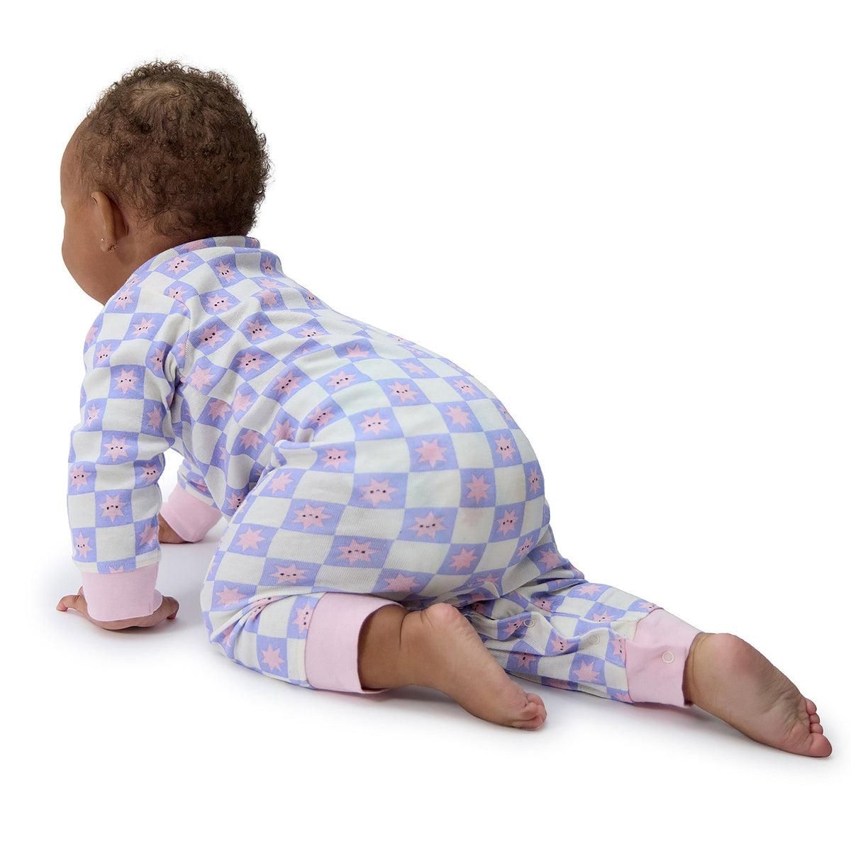 3-Pack Baby Girls Rainbow Rules Lap Shoulder Footless Pajamas, view 3