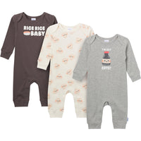 3-Pack Baby Neutral Soy Cute Lap Shoulder Footless Pajamas