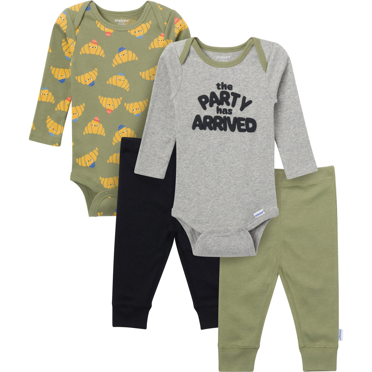 4-Piece Baby Boys Croissants Onesies Bodysuits and Pants