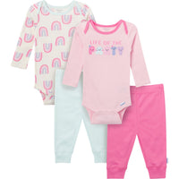 4-Piece Baby Girls Party Onesies® Bodysuits and Pants