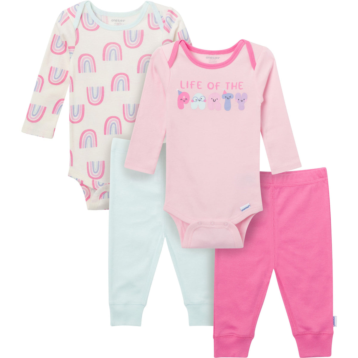 4-Piece Baby Girls Party Onesies Bodysuits and Pants