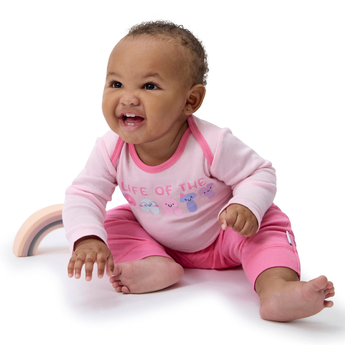 4-Piece Baby Girls Party Onesies Bodysuits and Pants, view 3
