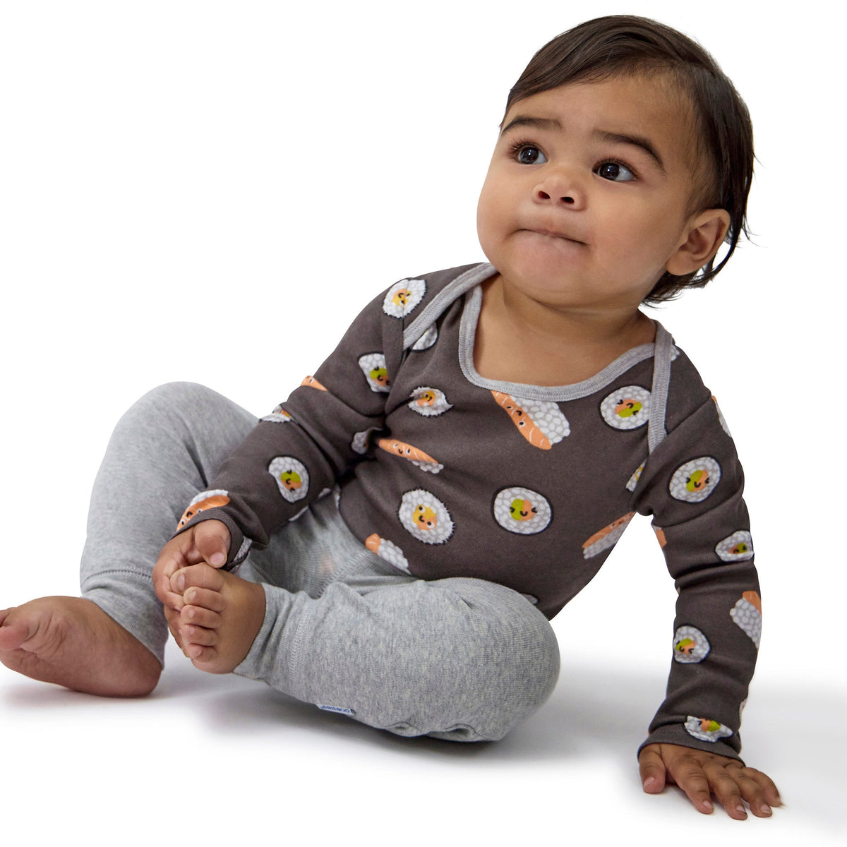 4-Piece Baby Neutral Miso Onesies Bodysuits and Pants, view 4