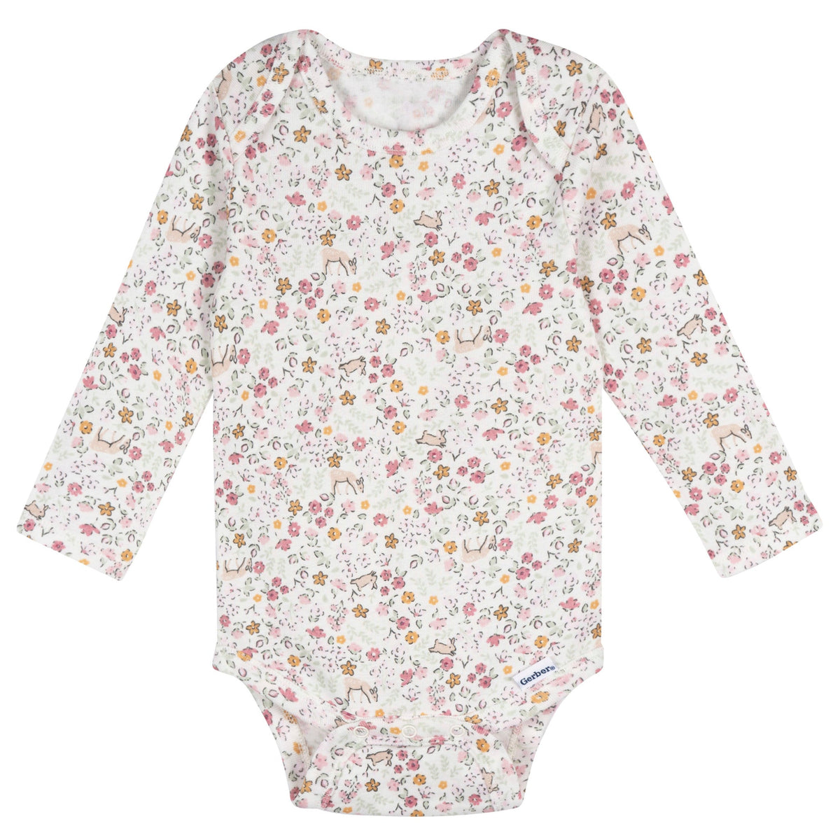 5-Pack Baby Girls Flowers Long Sleeve Bodysuits, view 2