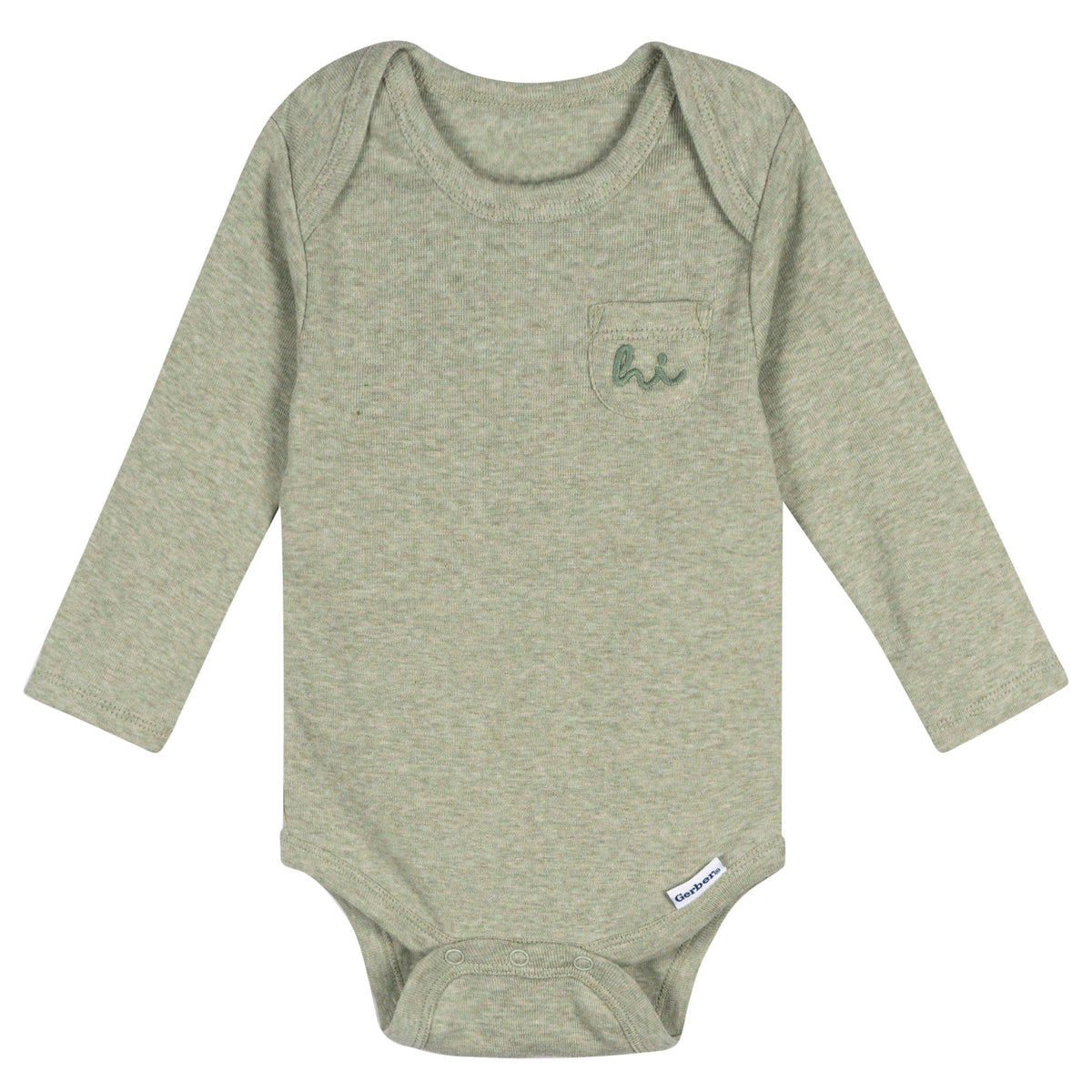 5-Pack Baby Neutral Green Heather Long Sleeve Bodysuits, view 6