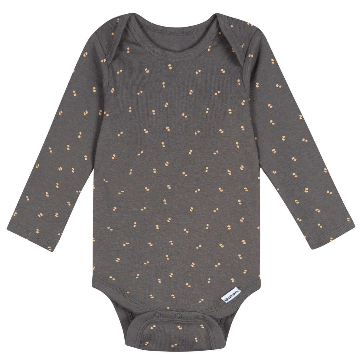 5-Pack Baby Neutral Tan Stars Long Sleeve Bodysuits, view 2