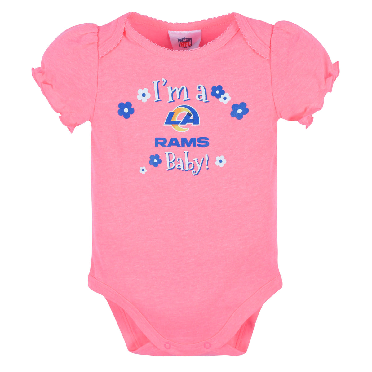 3-Pack Baby Girls Rams Short Sleeve Bodysuits, additional view 1