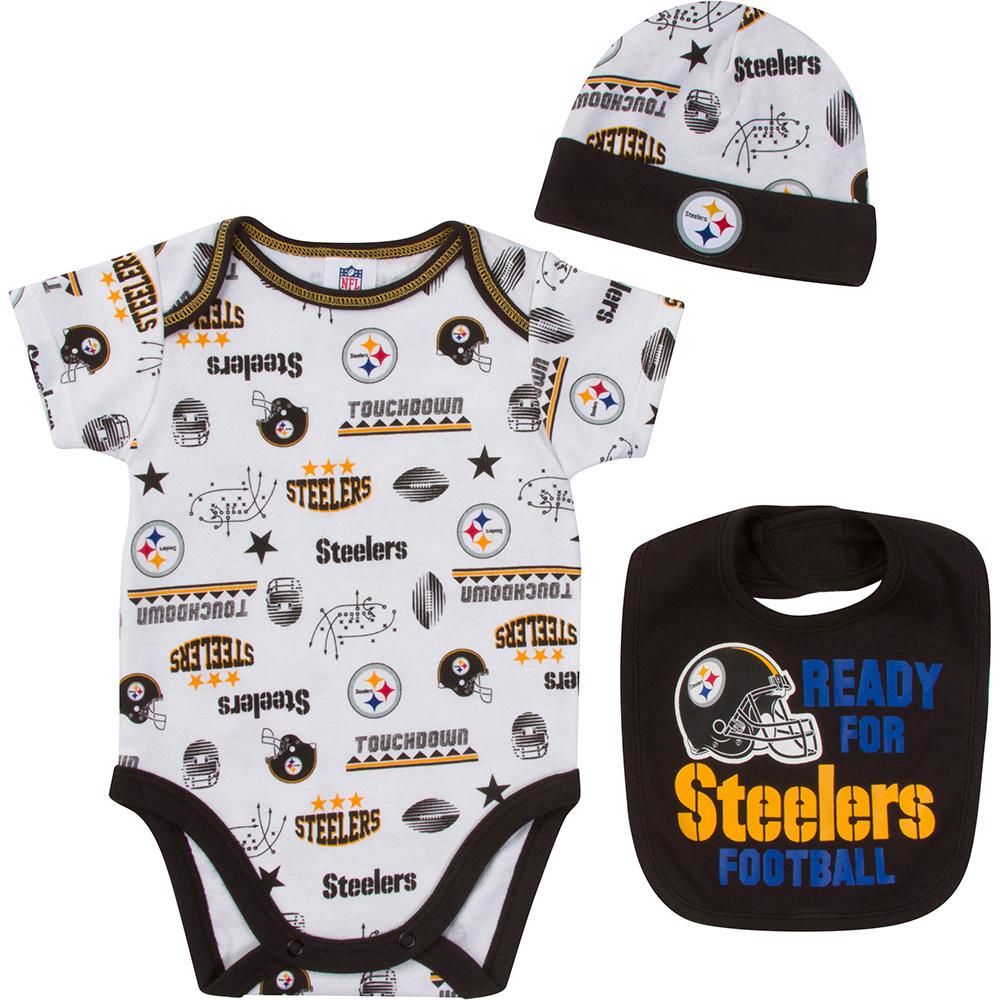 Steelers Baby Boy Bodysuit, Cap and Bib Set