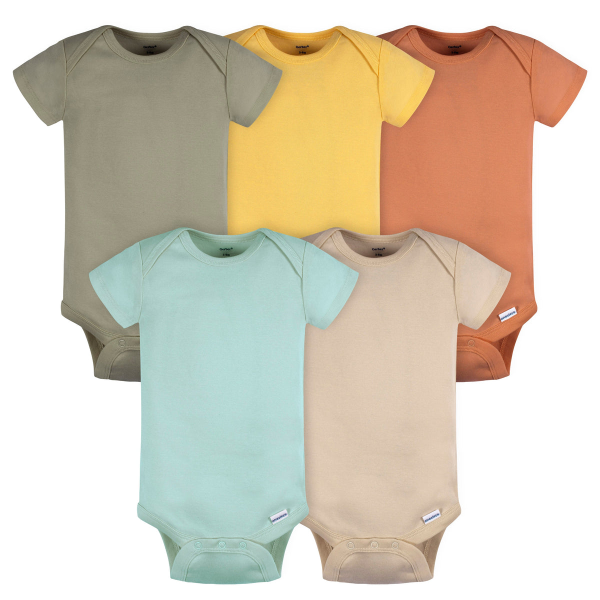 5-Pack Baby Boys Green/ Brown Short Sleeve Onesies Bodysuits