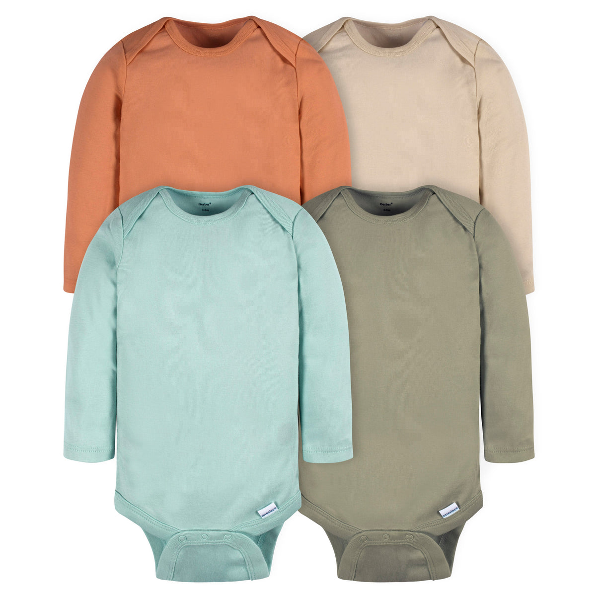 4-Pack Baby Boys Green/ Blue Long Sleeve Onesies Bodysuits