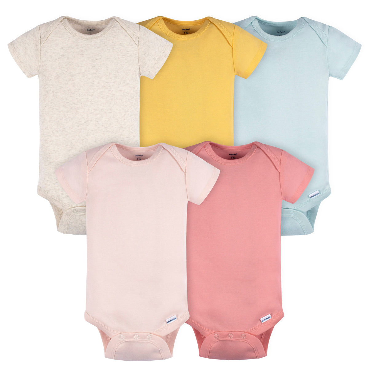 5-Pack Baby Girls Blue/ Pink Short Sleeve Onesies Bodysuits