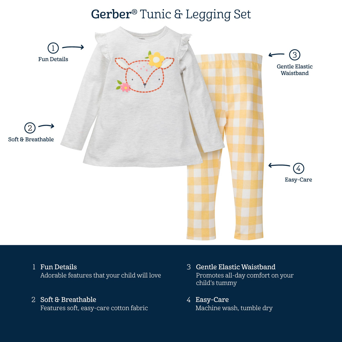 2-Piece Baby & Toddler Girls Bunny Tunic & Legging Set, view 5