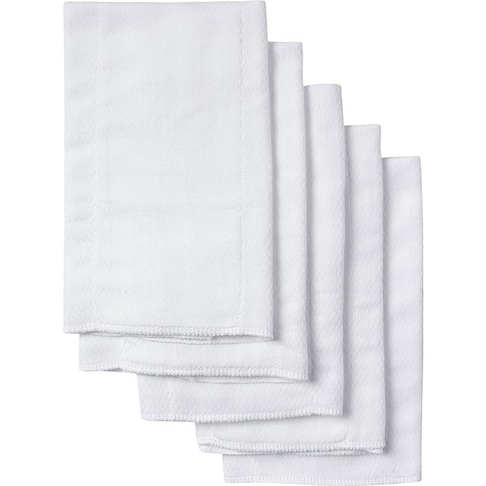5-Pack White Prefold Birdseye Organic Cloth Diapers