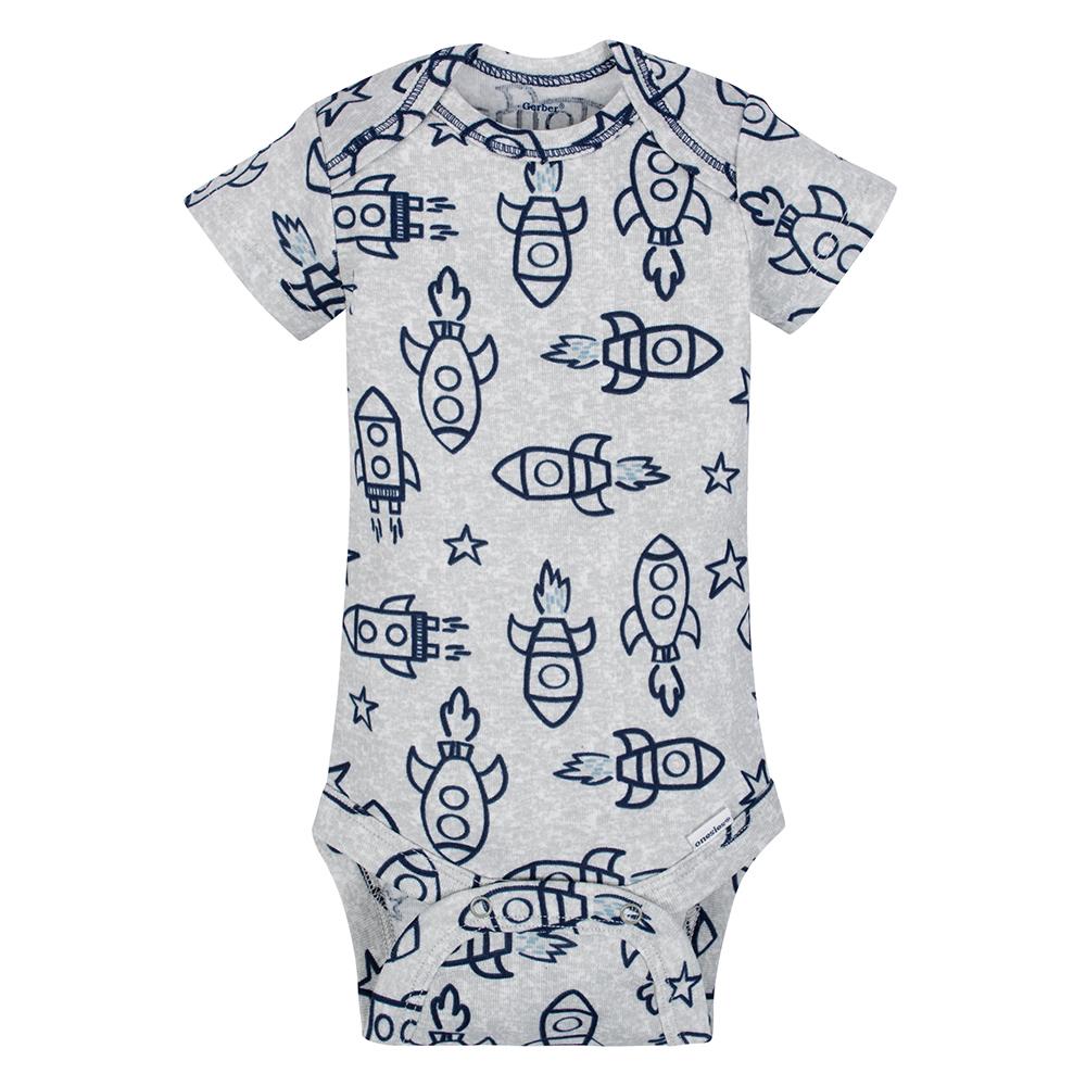 5-Pack Boys Organic Rocket Short Sleeve Onesies Bodysuits, additional view 2