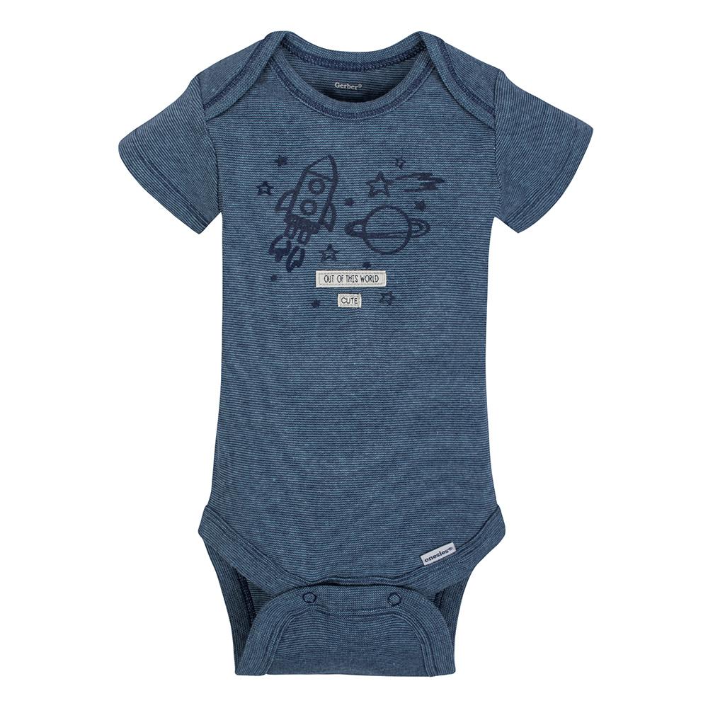 5-Pack Boys Organic Rocket Short Sleeve Onesies Bodysuits, additional view 3