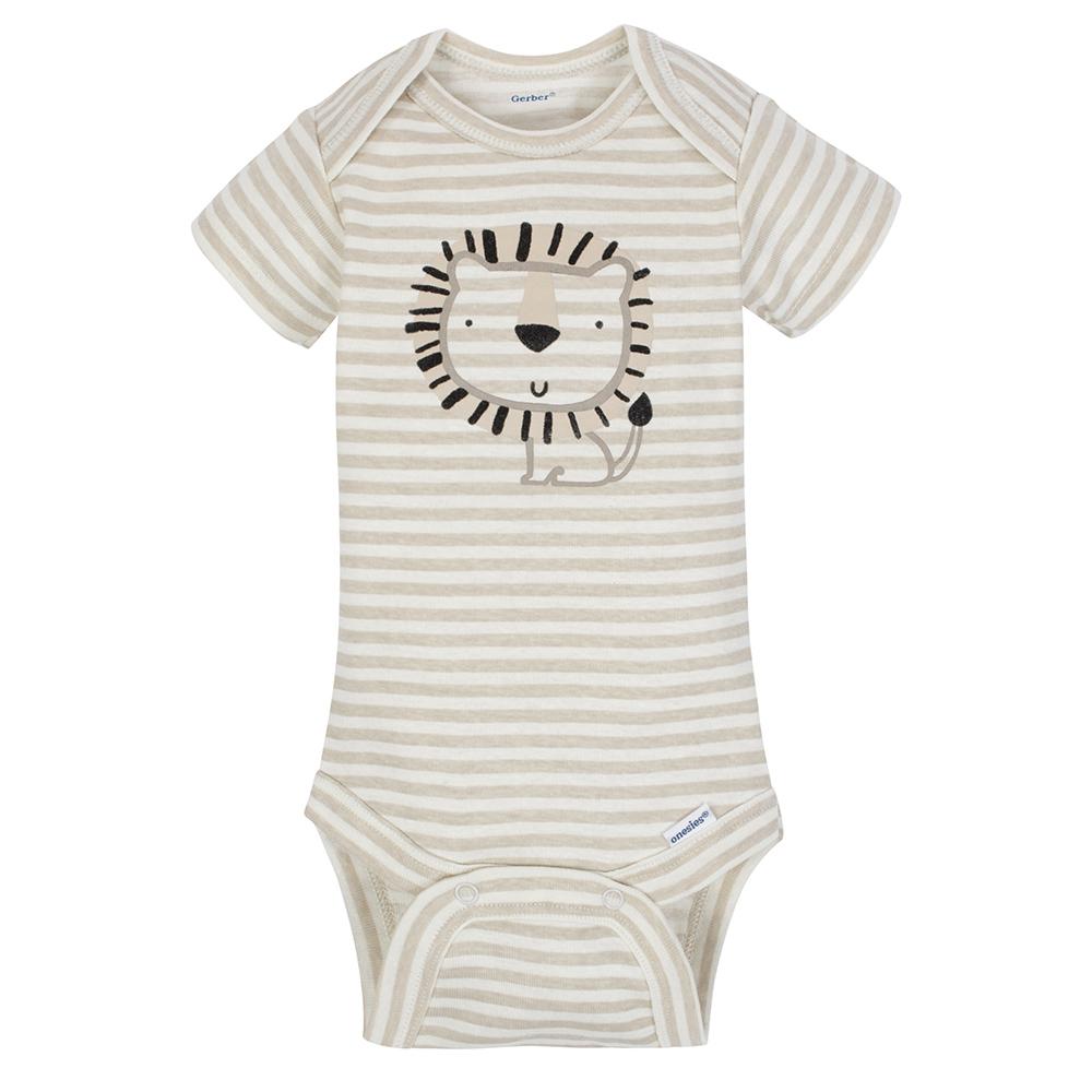 5-Pack Boys Organic Safari Onesies Brand Short Sleeve Bodysuits, additional view 1