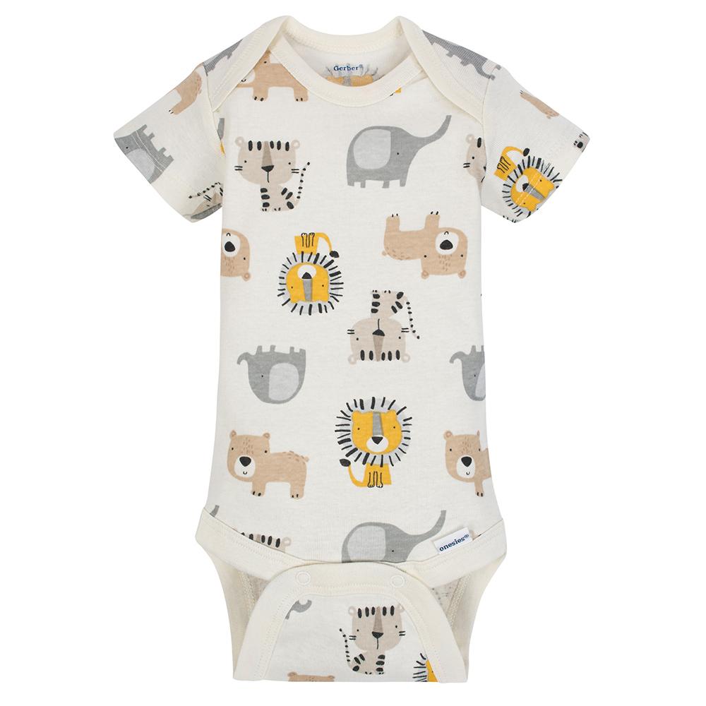 5-Pack Boys Organic Safari Onesies Brand Short Sleeve Bodysuits, additional view 2