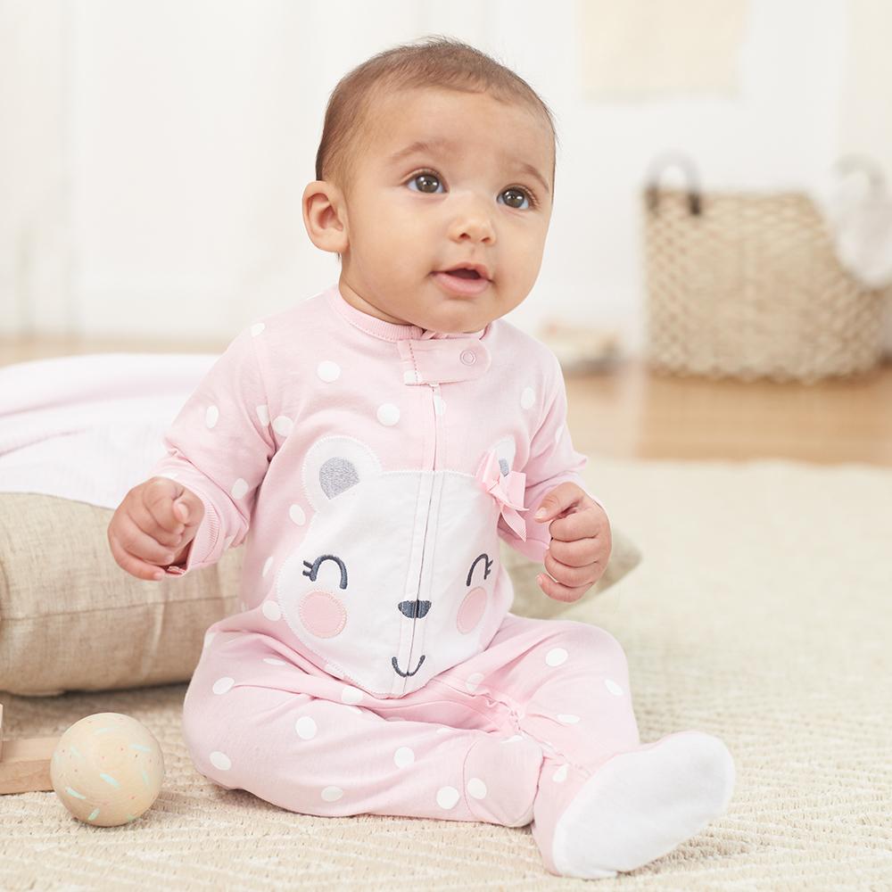 2-Pack Girls Organic Bear Sleep N' Play, view 2