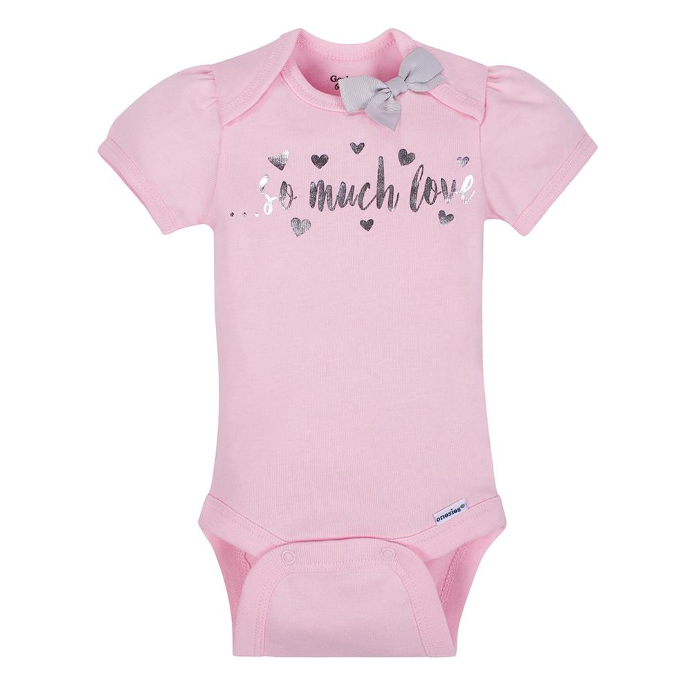 5-Pack Girls Organic Bear Onesies Brand Short Sleeve Bodysuits, additional view 1