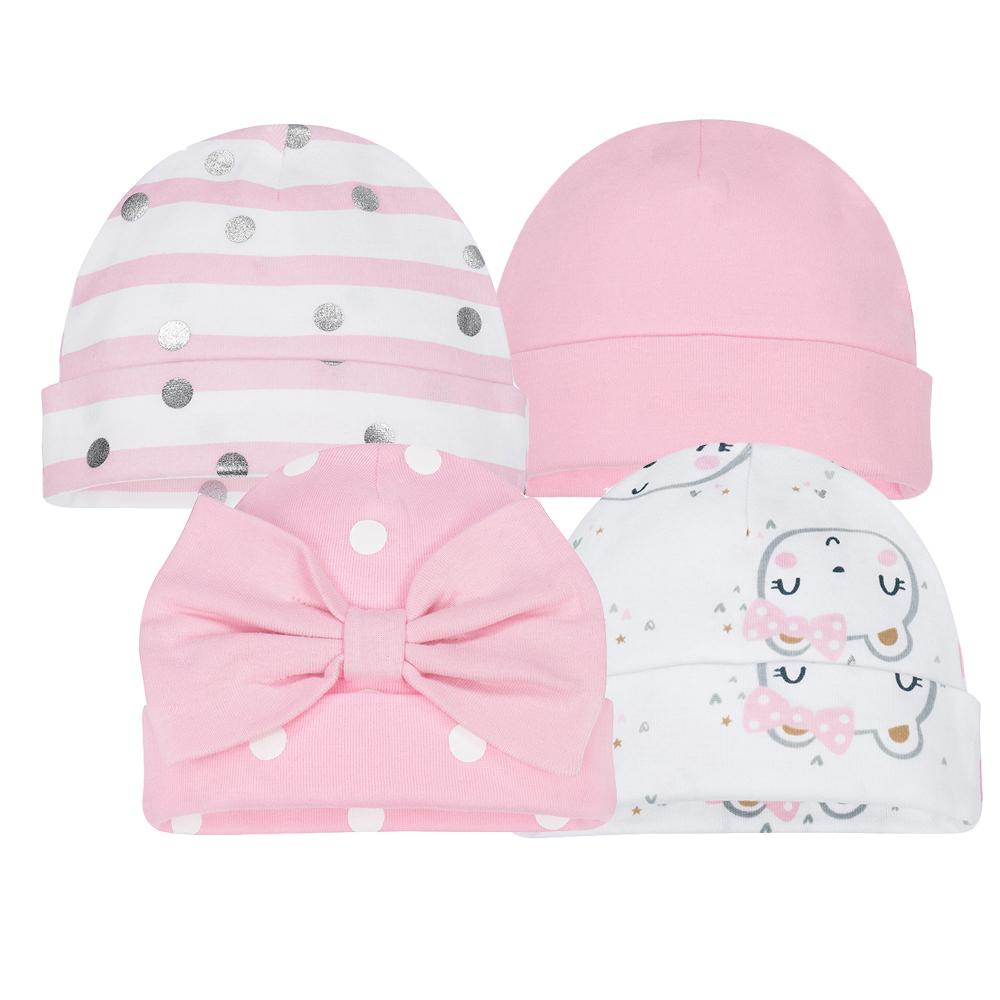 4-Pack Girls Organic Bear Cap