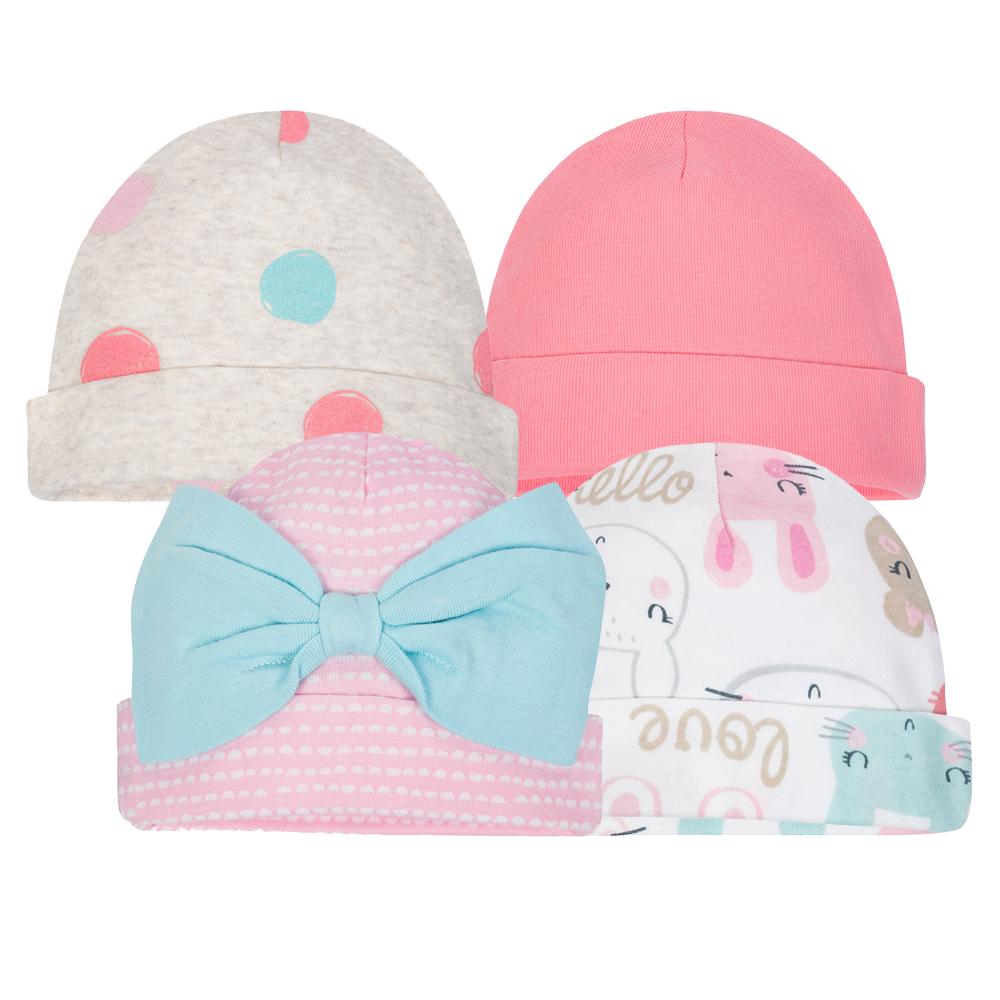 4-Pack Girls Organic Bunny Cap