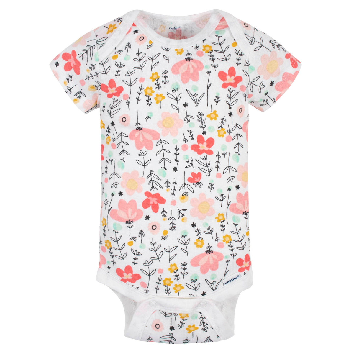5-Pack Baby Girls Garden Floral Short Sleeve Onesies Bodysuits, additional view 3