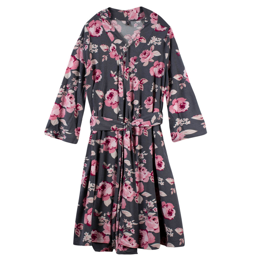 Modern Moments by Gerber 2-Piece Baby Girls Floral Robe & Swaddle Set, additional view 1