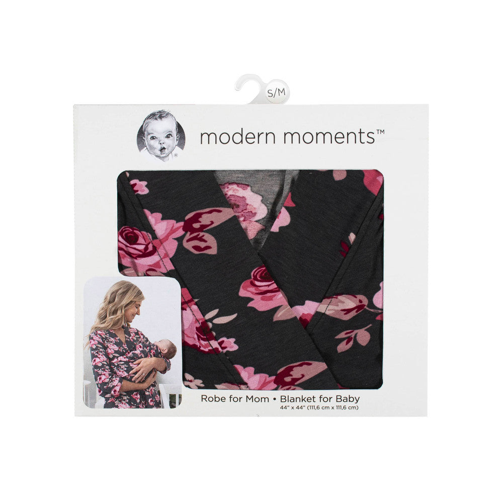 Modern Moments by Gerber 2-Piece Baby Girls Floral Robe & Swaddle Set, additional view 3