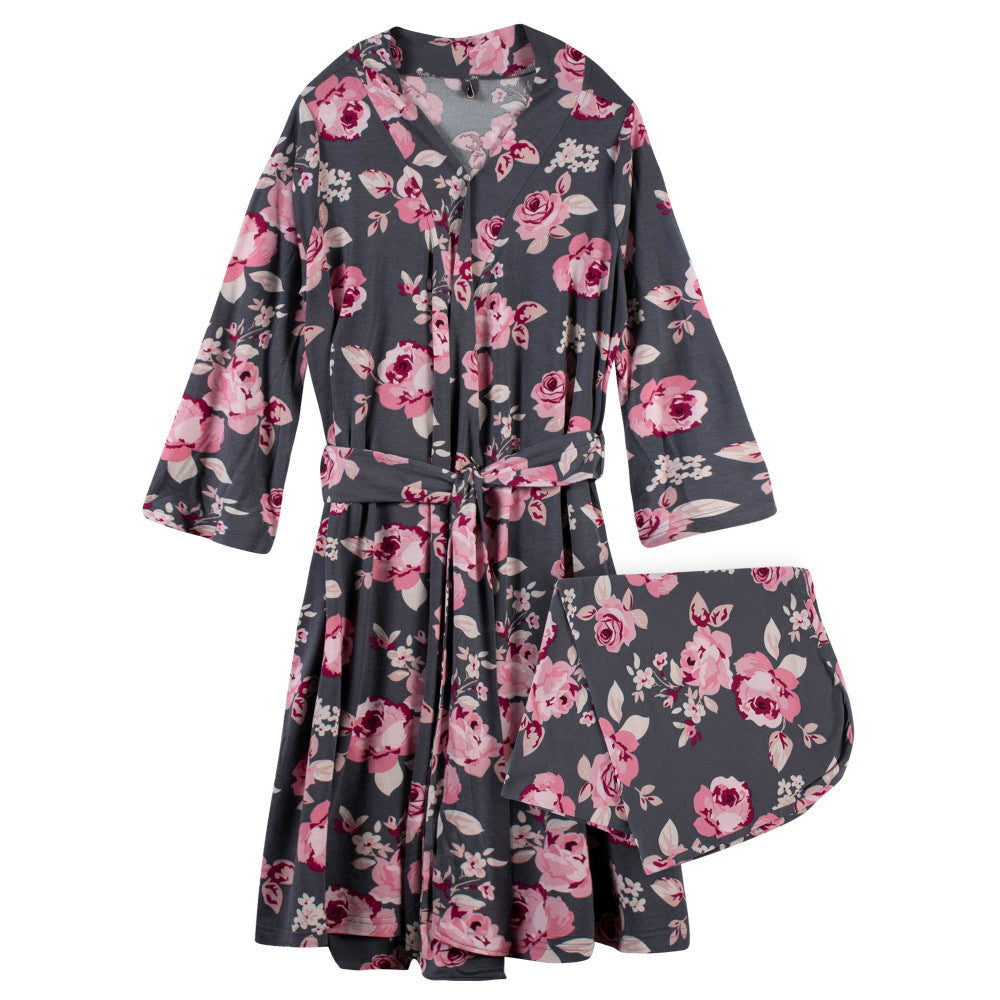 Modern Moments by Gerber 2-Piece Baby Girls Floral Robe & Swaddle Set