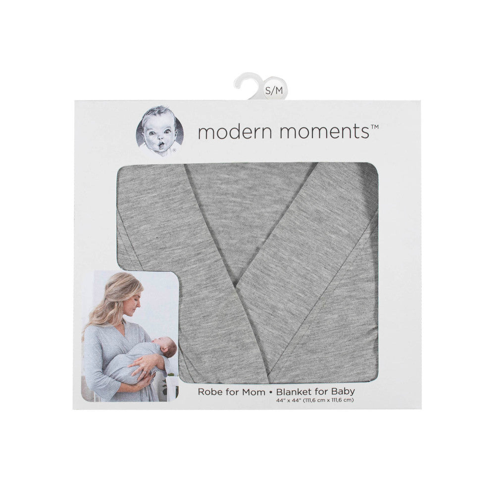 2-Piece Baby Neutral Gray Heather Robe & Swaddle Blanket Set, additional view 3