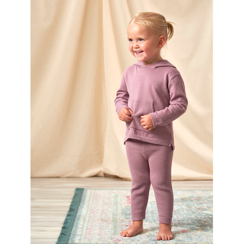 Modern Moments by Gerber 2-Piece Toddler Girls Dusky Orchid Hooded Sweater & Sweater Knit Pants, lifestyle photo 1