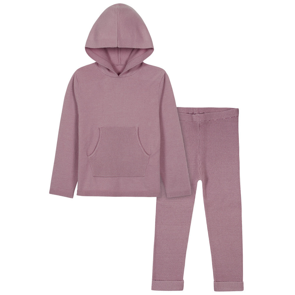 Modern Moments by Gerber 2-Piece Toddler Girls Dusky Orchid Hooded Sweater & Sweater Knit Pants