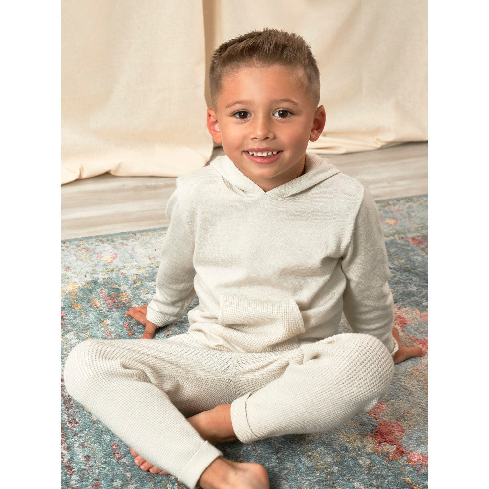 Modern Moments by Gerber 2-Piece Toddler Boys Oatmeal Heather Hooded Sweater & Sweater Knit Pants, lifestyle photo 1