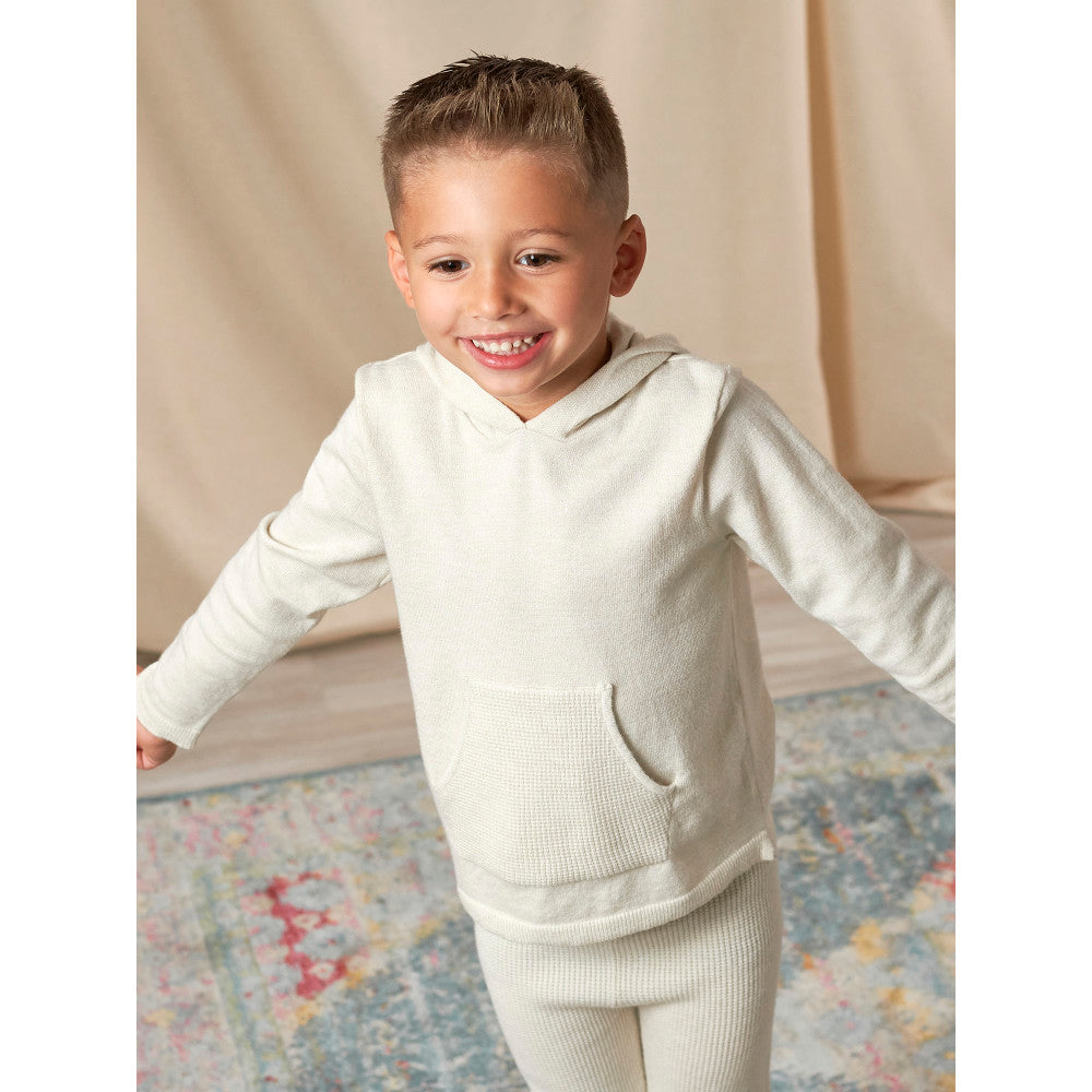Modern Moments by Gerber 2-Piece Toddler Boys Oatmeal Heather Hooded Sweater & Sweater Knit Pants, lifestyle photo 2