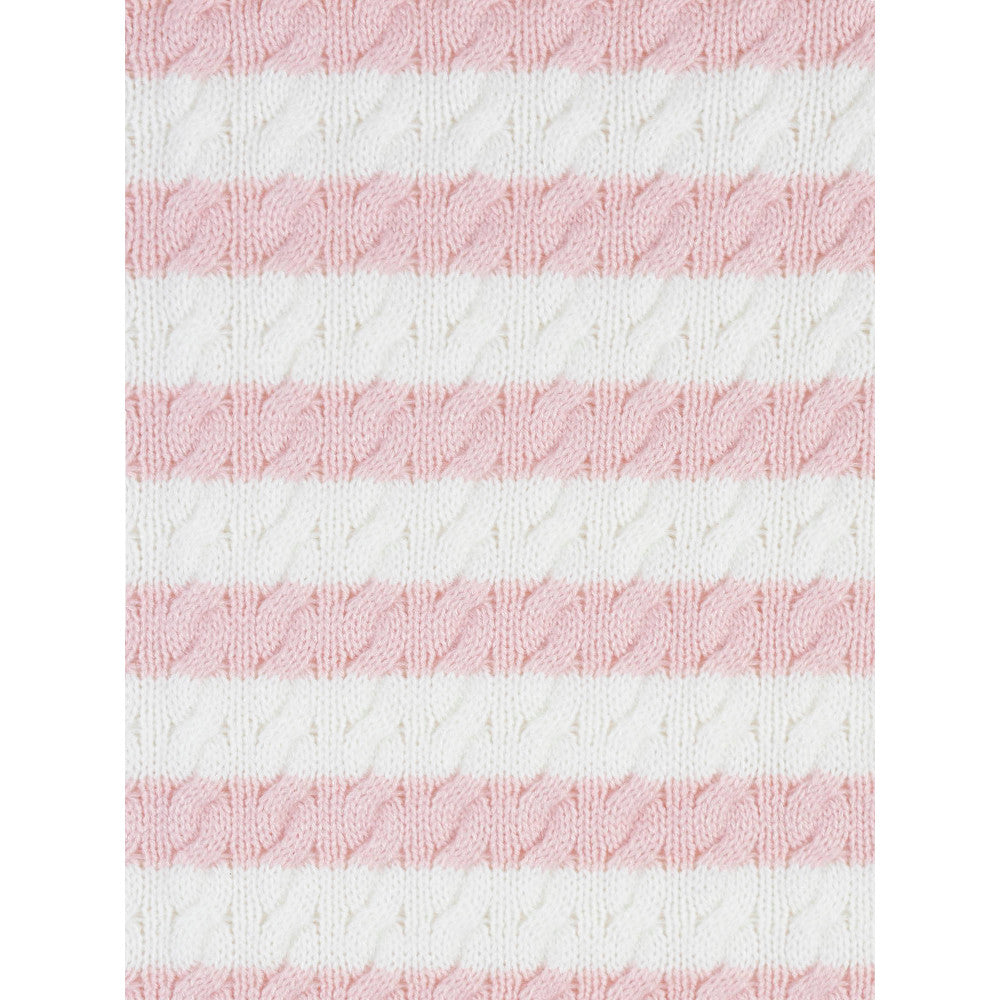 Modern Moments by Gerber Baby Girls Pink Stripes Cable Knit Blanket, close-up detail 1