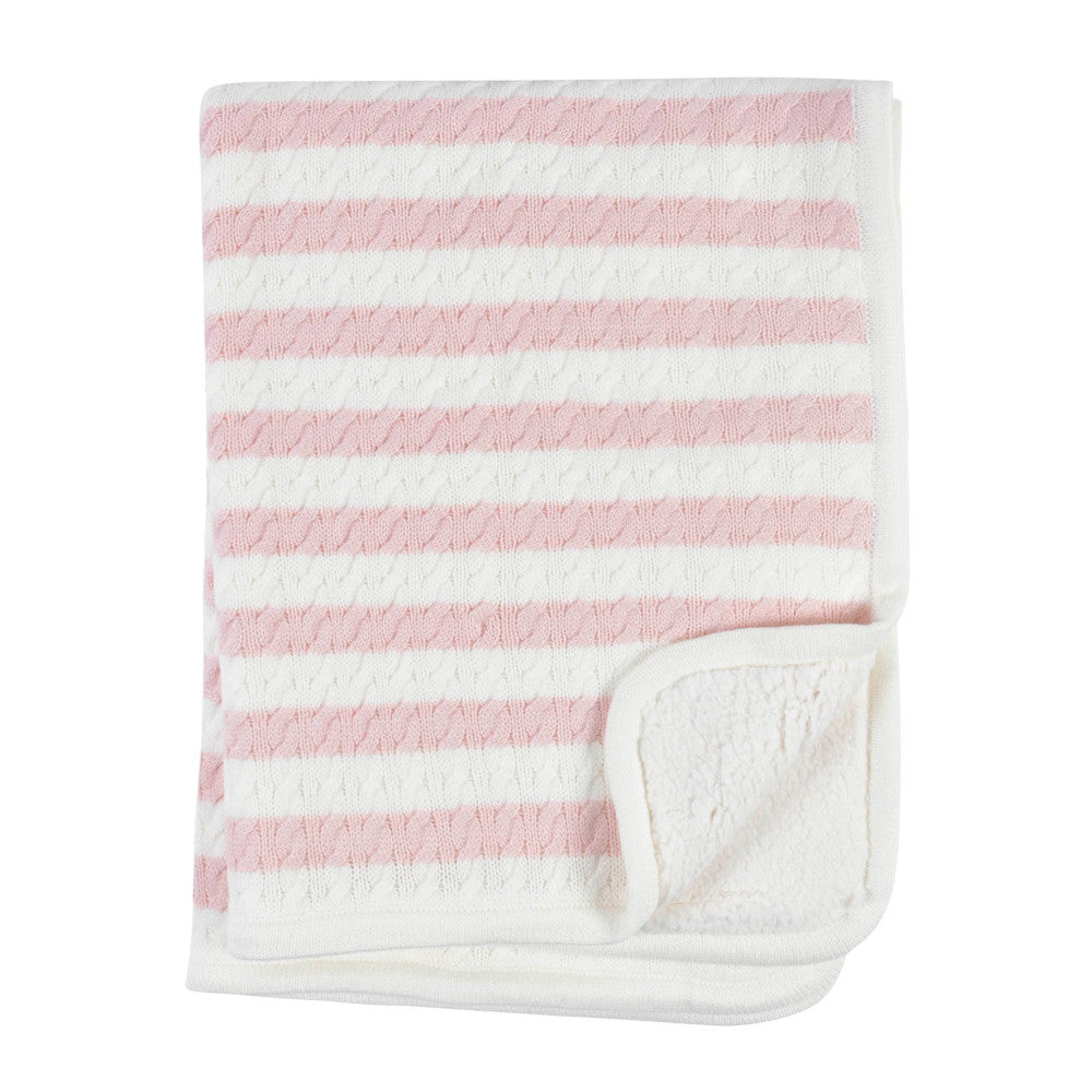 Modern Moments by Gerber Baby Girls Pink Stripes Cable Knit Blanket