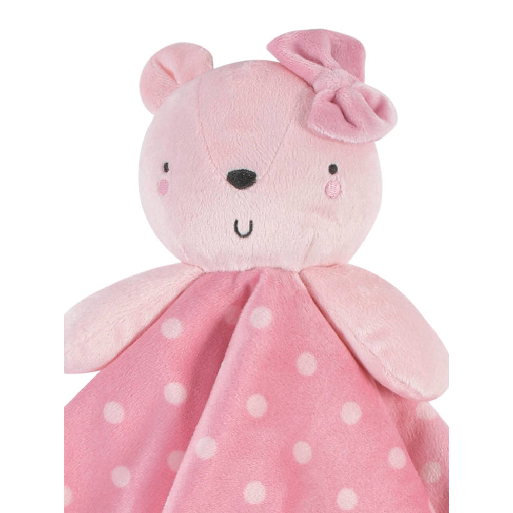 Modern Moments by Gerber Baby Girls Bear & Dots Oversized Security Blanket, close-up detail 1