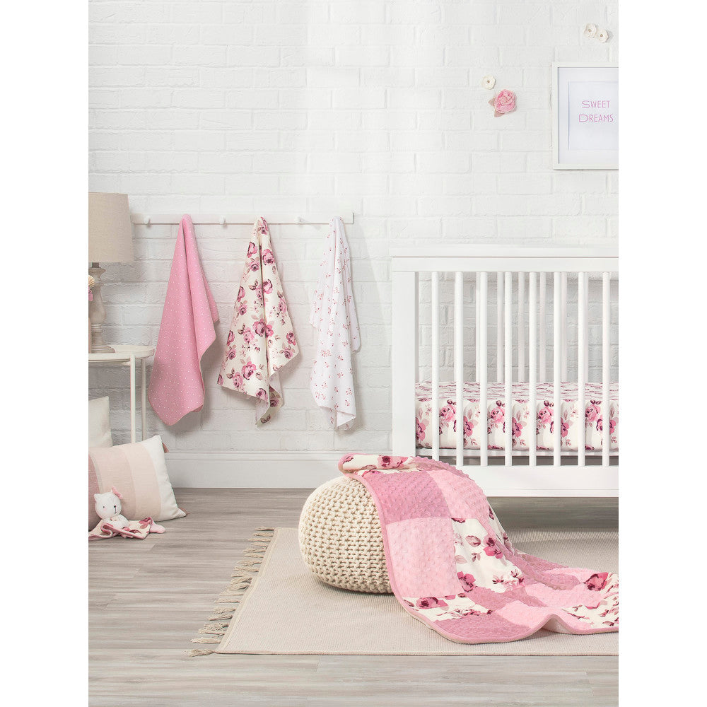 Modern Moments by Gerber Baby Girls Bear & Dots Oversized Security Blanket, lifestyle photo 2