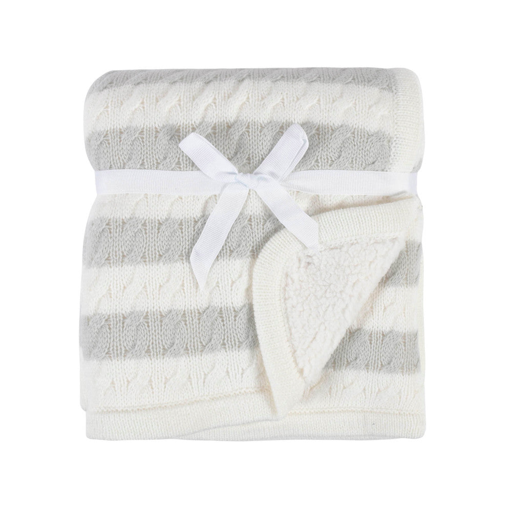 Modern Moments by Gerber Baby Boys Striped Cable Knit Blanket, additional view 1