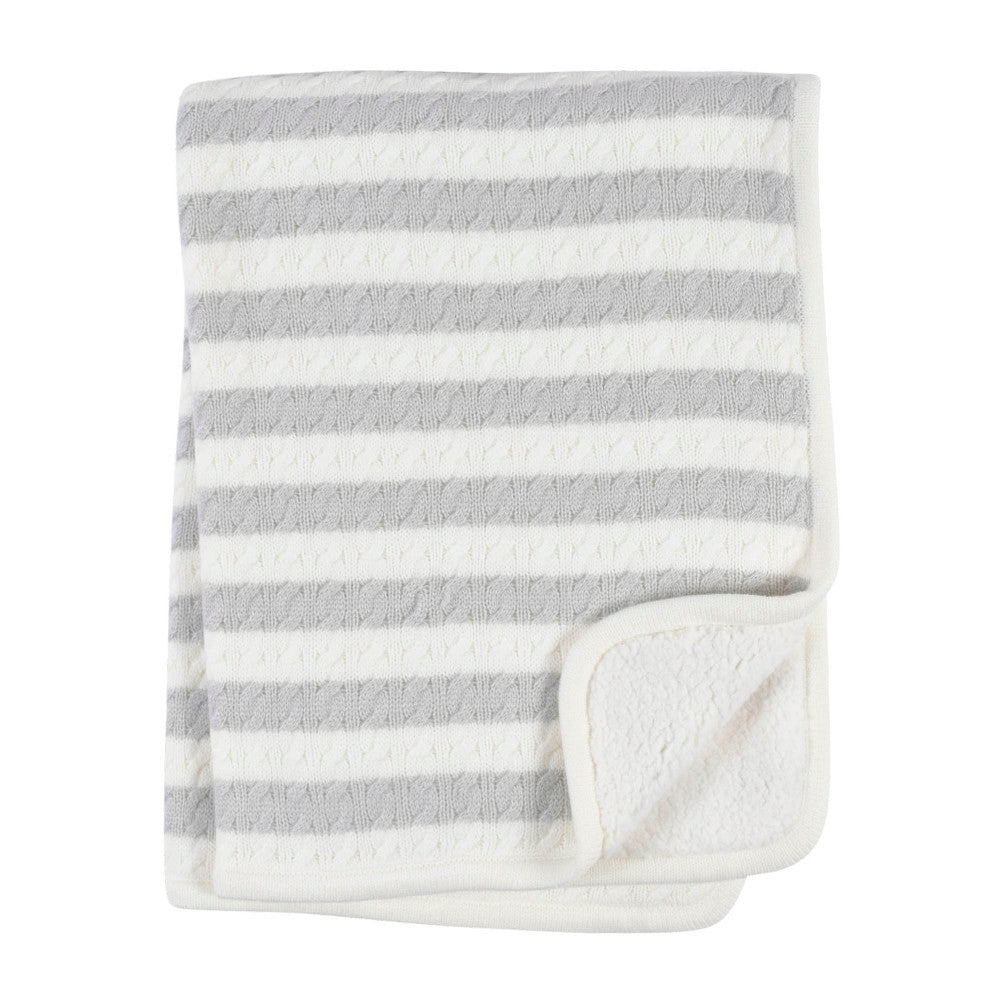 Modern Moments by Gerber Baby Boys Striped Cable Knit Blanket