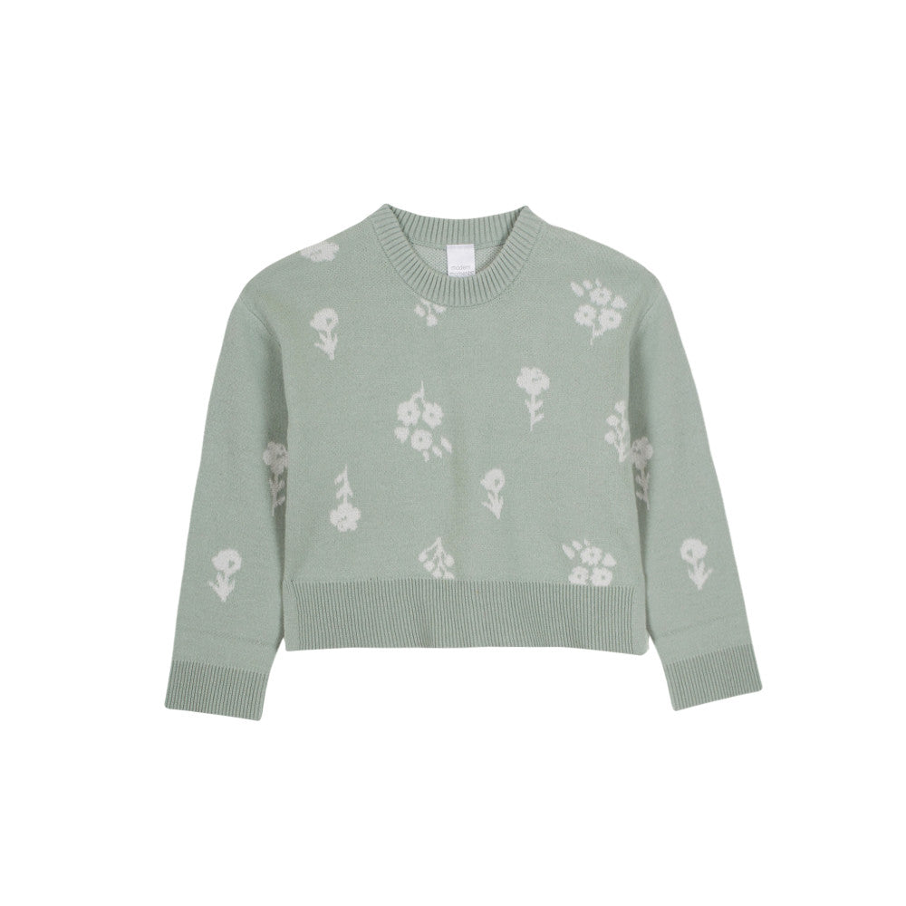 Modern Moments by Gerber 2-Piece Infant & Toddler Girls Sage Floral Sweater Knit Top & Pants Set, additional view 2